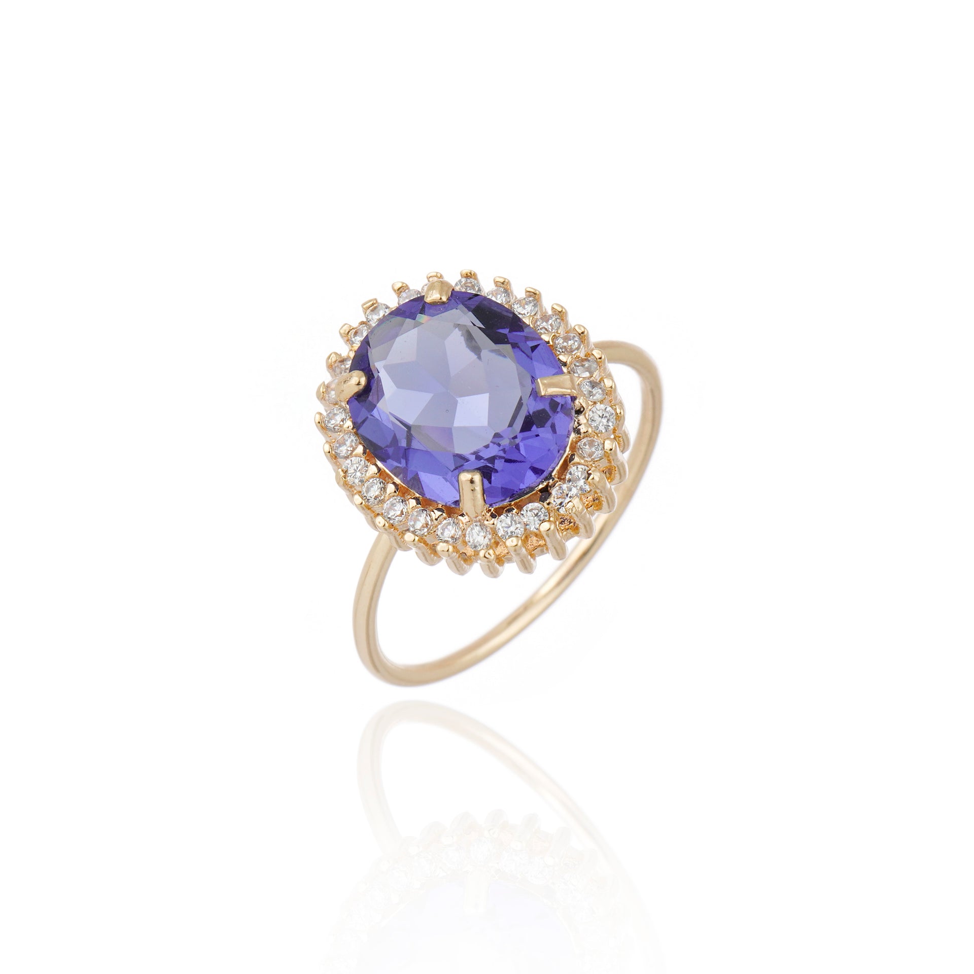 Anel Cristais e Zircônia - Azul